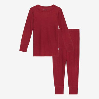 Posh Peanut Bordeaux Waffle L/S Basic Loungewear, Posh Peanut, cf-size-12-18-months, cf-type-pajama-set, cf-vendor-posh-peanut, Pajama, Pajamas, Posh Peanut, Posh Peanut Bordeaux, Posh Peanut