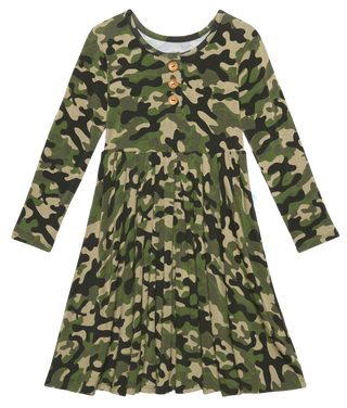 Posh Peanut Cadet L/S Henley Twirl Dress, Posh Peanut, Camo Twirl Dress, Posh Custom Sale, Posh Peanut Cadet, Posh Peanut Cadet L/S Henley Twirl Dress, Posh Peanut Camo, Posh PEanut Dress, Po