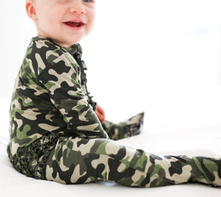 Posh Peanut Cadet Ruffled Zippered Footie, Posh Peanut, Camo Footie, Posh Custom Sale, Posh Peanut, Posh Peanut Cadet, Posh Peanut Cadet Ruffled Zippered Footie, Posh Peanut Cadet Zippered Fo