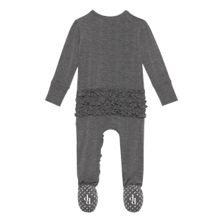 Posh Peanut Charcoal Heather Ruffled Zippered Footie, Posh Peanut, Posh Peanut, Posh Peanut Charcoal Heather, Posh Peanut Charcoal Heather Ruffled Zippered Footie, Posh Peanut Fall 2020, Posh