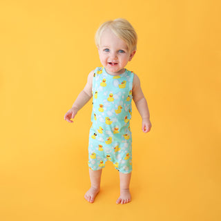 Posh Peanut Ducky Basic Racerback Short Length Romper, Posh Peanut, cf-size-12-18-months, cf-size-18-24-months, cf-type-romper, cf-vendor-posh-peanut, Ducky, Posh Peanut, Posh Peanut Basic Ra