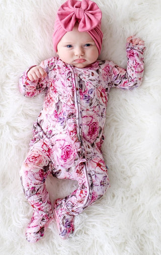 Posh Peanut Elise Floral Ruffled Zippered Footie, Posh Peanut, Cyber Monday, Footie with Zipper, Posh Peanut, Posh Peanut Elise Floral, Posh Peanut Elise Floral Ruffled Zippered Footie, Posh 