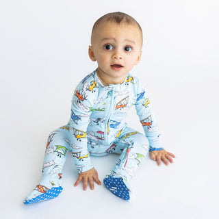 Posh Peanut Flyer Zippered Footie, Posh Peanut, cf-size-preemie, cf-type-footie, cf-vendor-posh-peanut, Flyer, Posh Peanut, Posh Peanut Footie, Posh Peanut Footie with Zipper, Posh Peanut Zip