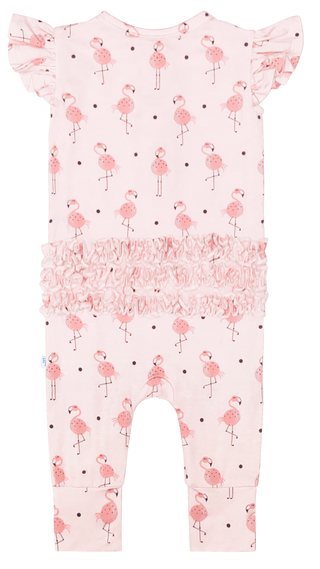 Posh Peanut Frida Ruffled Capsleeve Henley Romper, Posh Peanut, Capsleeve Henley Romper, Henley Romper, Posh Peanut, Posh Peanut Flamingo, Posh Peanut Frida, Posh Peanut Frida Ruffled Capslee