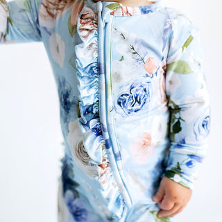 Posh Peanut Frostine Ruffled Zippered Footie, Posh Peanut, Frostine, Posh Peanut, Posh Peanut Footie, Posh Peanut Footie with Zipper, Posh Peanut Ruffled Zippered Footie, Posh Peanut Zippered