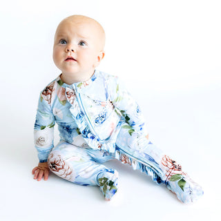 Posh Peanut Frostine Ruffled Zippered Footie, Posh Peanut, Frostine, Posh Peanut, Posh Peanut Footie, Posh Peanut Footie with Zipper, Posh Peanut Ruffled Zippered Footie, Posh Peanut Zippered