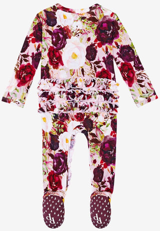 Posh Peanut Gracie Floral Ruffled Zippered Footie, Posh Peanut, Cyber Monday, Footie with Zipper, Posh Peanut, Posh Peanut Floral Footie, Posh Peanut Footie, Posh Peanut Footie with Zipper, P