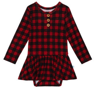 Posh Peanut Grayson L/S Henley w/Twirl Skirt Bodysuit, Posh Peanut, All Things Holiday, Posh Peanut, Posh Peanut Buffalo Check, Posh Peanut Christmas, Posh Peanut Grayson, Posh Peanut Grayson