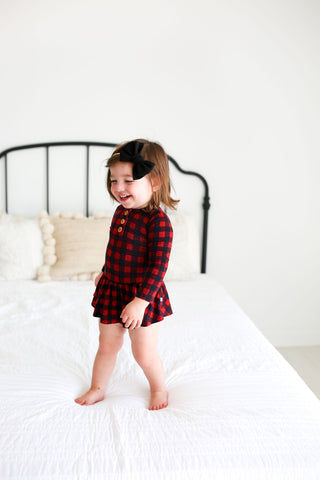 Posh Peanut Grayson L/S Henley w/Twirl Skirt Bodysuit, Posh Peanut, All Things Holiday, Posh Peanut, Posh Peanut Buffalo Check, Posh Peanut Christmas, Posh Peanut Grayson, Posh Peanut Grayson