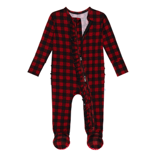 Posh Peanut Grayson Ruffled Zippered Footie, Posh Peanut, All Things Holiday, Holiday Pajama, Holiday Pajamas, Posh Peanut, Posh Peanut Buffalo Check, Posh Peanut Christmas, Posh Peanut Chris