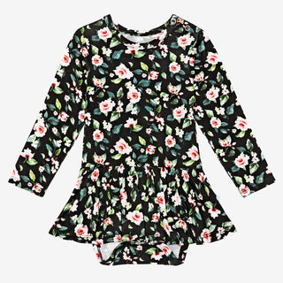 Posh Peanut Lina Floral L/S Twirl Skirt Bodysuit, Posh Peanut, Baby, Bodysuit Skirt, Infant, Posh PEanut, Posh Peanut L/S Twirl Skirt Bodysuit, Posh Peanut Lina Floral, Posh Peanut Lina Flora