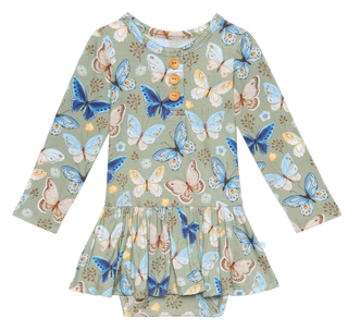 Posh Peanut Lucy L/S Henley with Twirl Skirt Bodysuit, Posh Peanut, Posh Peanut, Posh Peanut Butterflies, Posh Peanut Butterfly, Posh Peanut Exclusive 9/29, Posh Peanut Henley Romper, Posh Pe