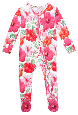 Posh Peanut Maui Ruffled Zippered Footie, Posh Peanut, Footie with Zipper, Posh Peanut, Posh Peanut Floral Footie, Posh Peanut Footie, Posh Peanut Footie with Zipper, Posh Peanut Maui, Posh P