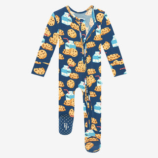 Posh Peanut Milk & Cookies Footie with Zipper, Posh Peanut, Milk & Cookies, Posh Peanut, Posh Peanut Footie, Posh Peanut Footie with Zipper, POSH40, Footie - Basically Bows & Bowties
