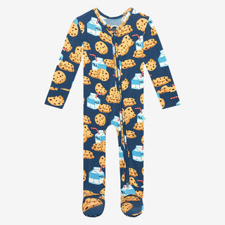 Posh Peanut Milk & Cookies Footie with Zipper, Posh Peanut, Milk & Cookies, Posh Peanut, Posh Peanut Footie, Posh Peanut Footie with Zipper, POSH40, Footie - Basically Bows & Bowties