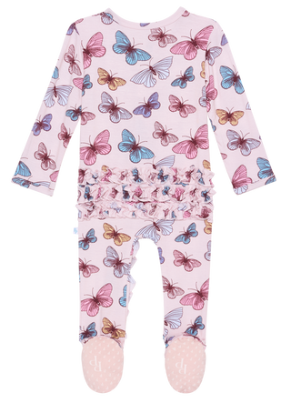 Posh Peanut Nora Ruffled Zippered Footie, Posh Peanut, Butterflies, Butterfly, Posh Peanut, Posh Peanut Butterflies, Posh Peanut Butterfly, Posh Peanut Footie, Posh Peanut Footie with Zipper,