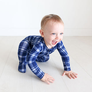 Posh Peanut Owen Zippered Footie, Posh Peanut, Blue Plaid, Posh Peanut, Posh Peanut Blue Plaid, Posh Peanut Fall 2021, Posh Peanut Footie, Posh Peanut Footie with Zipper, Posh Peanut Owen, Po