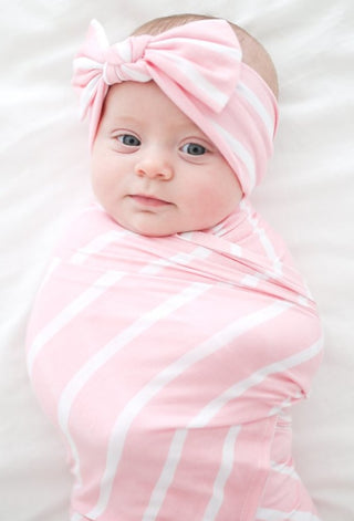 Posh Peanut Pink & White Stripes Swaddle & Headband Set, Posh Peanut, Posh Peanut, Posh Peanut Mandala, Posh Peanut Mandala Swaddle & Headband Set, Posh Peanut Swaddle & Headband Set, Posh Pe
