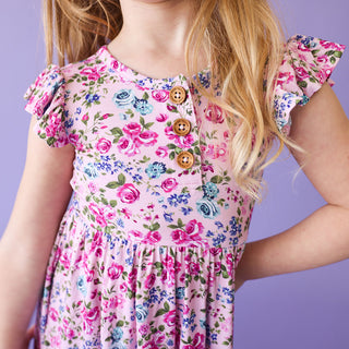 Posh Peanut Pixie Ruffled Capsleeve Henley Twirl Dress, Posh Peanut, Pixie, Posh Peanut, Posh Peanut Pixie, Posh Peanut Ruffled Capsleeve Henley Twirl Dress, Posh Peanut S/S Henley Twirl Dres