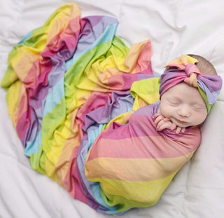 Posh Peanut Rainbow Stripes Swaddle & Headband Set, Posh Peanut, Posh Peanut, Posh Peanut Rainbow Stripes Swaddle & Headband Set, Posh Peanut Rainbow Swaddle and Headband Set, Posh Peanut Swa