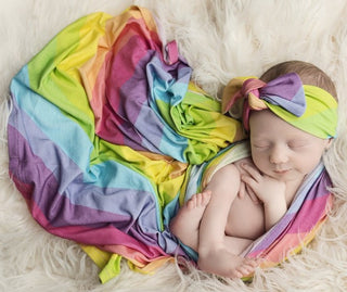 Posh Peanut Rainbow Stripes Swaddle & Headband Set, Posh Peanut, Posh Peanut, Posh Peanut Rainbow Stripes Swaddle & Headband Set, Posh Peanut Rainbow Swaddle and Headband Set, Posh Peanut Swa