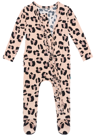 Posh Peanut Sasha Ruffled Zipper Footie, Posh Peanut, Baby, Infant, Leopard Footie, Posh PEanut, Posh Peanut  Zipper Footie, Posh Peanut Footie, Posh Peanut Footie with Zipper, Posh Peanut Ru