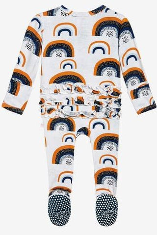Posh Peanut Silverlake Rainbow Ruffled Zippered Footie, Posh Peanut, Baby, Cyber Monday, Els PW 8258, End of Year, End of Year Sale, Footie with Zipper, Infant, Posh PEanut, Posh Peanut Footi