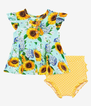 Posh Peanut Sunny Ruffled Capsleeve Henley Peplum Top & Bloomer Set, Posh Peanut, Posh Custom Sale, Posh Peanut, Posh Peanut Bummie Set, Posh Peanut Peplum Top & Bloomer Set, Posh Peanut Ruff