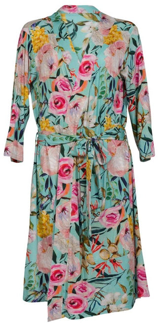 Posh Peanut Tuscan Teal (Aqua/Pink) Floral Mommy Robe, Posh Peanut, Black Friday, Maternity Robe, Mommy Robe, Nursing Robe, Posh Peanut, Posh PEanut Mommy Robe, Posh Peanut Robe, Posh Peanut 