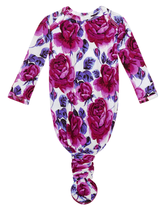 Posh Peanut Violet Basic Knotted Gown, Posh Peanut, Baby, Infant, Knotted Gown, Layette Gown, Posh PEanut, Posh Peanut Gown, Posh Peanut Knotted Gown, Posh Peanut Violet, Posh Peanut Violet B
