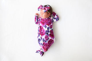 Posh Peanut Violet Basic Knotted Gown, Posh Peanut, Baby, Infant, Knotted Gown, Layette Gown, Posh PEanut, Posh Peanut Gown, Posh Peanut Knotted Gown, Posh Peanut Violet, Posh Peanut Violet B