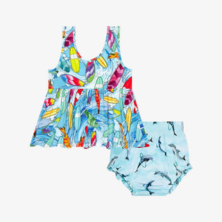 Posh Peanut Wave V-Neck Tank Top Peplum & Bloomer Set, Posh Peanut, cf-size-12-18-months, cf-size-18-24-months, cf-size-3-6-months, cf-size-6-12-months, cf-type-2pc-set, cf-vendor-posh-peanut