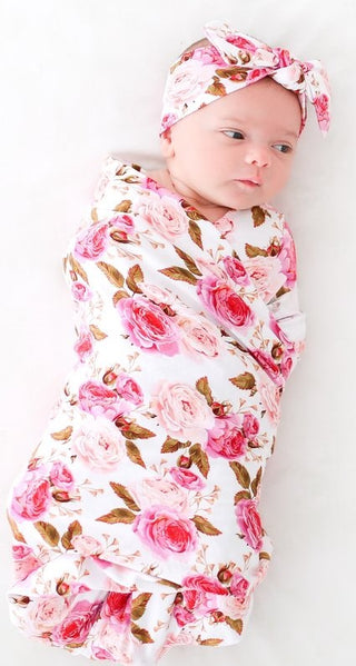 Posh Peanut Pink Rose Swaddle & Headband Set, Posh Peanut, Posh Peanut, Posh Peanut Pink Rose, Posh Peanut Pink Rose Swaddle & Headband Set, Posh PEanut Rose, Posh Peanut Rose Swaddle and Hea