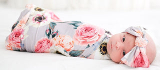 Posh Peanut French Gray Floral Swaddle & Headband Set, Posh Peanut, French Gray Floral, Posh Peanut, Posh Peanut Country Rose Swaddle & Headband Set, Posh Peanut French Gray Floral, Posh Pean
