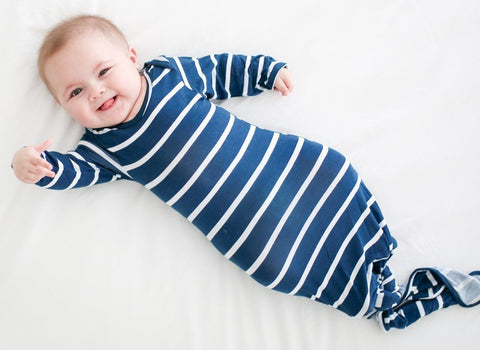 Posh Peanut Blue & White Stripe Knotted Gown, Posh Peanut, Anchor Stripe, Baby, Baby Shower Boy, Blue & White Stripe, Infant, Knotted Gown, Posh PEanut, Posh Peanut Blue & White Stripe Knotte