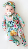 Posh Peanut Tuscan Teal (Aqua/Teal)Floral Ruffle Zippered LS One Piece Ruffle Romper, Posh Peanut, Infant Clothing, Posh Peanut, Posh Peanut Romper, Posh Peanut Ruffle Romper, Posh Peanut Tus