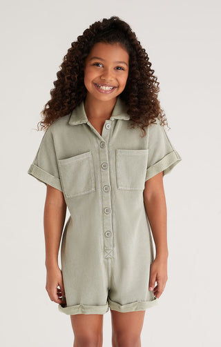 Z Supply Girls Austen Romper - Aloe, Z Supply, cf-size-large-12-14, cf-type-romper, cf-vendor-z-supply, CM22, JAN23, Romper, Tween Girl, tween girls, Tween Girls Clothing, Z Supply, Z Supply 
