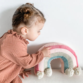 Mon Ami Rainbow Shelf Sitter, Mon Ami, cf-type-toys, cf-vendor-mon-ami, Mon Ami, Mon Ami Designs, Plush, Rainbow, Rainbow pillow, Stuffed Animal, Stuffed Ranbow, Toys - Basically Bows & Bowti