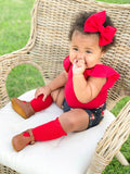 Little Stocking Co Lace Top Knee High Socks - Red, Little Stocking Co, Little Stocking Co, Little Stocking Co Fall 2020, Little Stocking Co Knee high Sock, Little Stocking Co Knee High Socks,