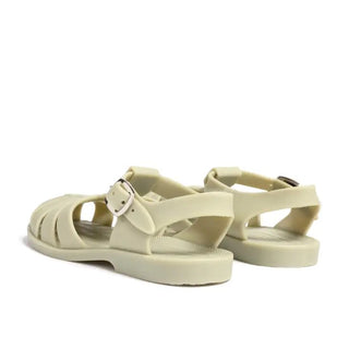 Shooshoos Jelly Sandal Kansas City Shuffle in olive color, lightweight plastic shoes with adjustable straps and a comfortable fit.