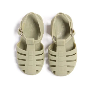Shooshoos Jelly Sandal Kansas City Shuffle in olive color, waterproof shoes for kids, featuring a playful jelly design and adjustable straps.