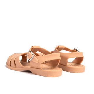 Shooshoos Jelly Sandal Syd in camel color, lightweight shoes for children with transparent jelly design and comfortable fit.