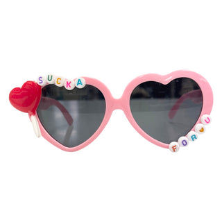 Sienna Sunnies Sucka For You Heart Sunnies, Sienna Sunnies, Conversation Heart Sunnies, Heart Lollipop, Heart Sunnies, Made in the USA, Pink Sunglasses, Sienna Sunnies, Sucka For You, Sunglas