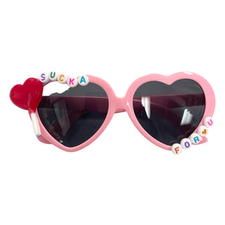 Sienna Sunnies Sucka For You Heart Sunnies, Sienna Sunnies, Conversation Heart Sunnies, Heart Lollipop, Heart Sunnies, Made in the USA, Pink Sunglasses, Sienna Sunnies, Sucka For You, Sunglas
