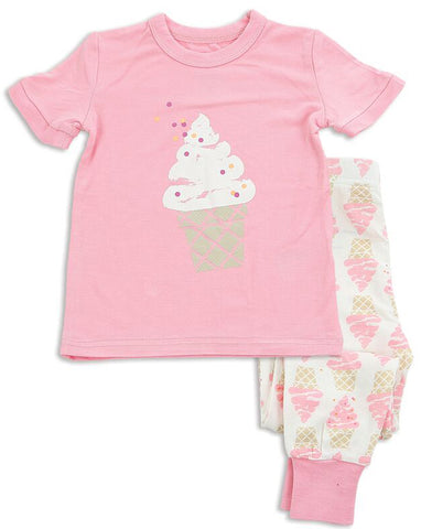 Silkberry Baby Pink Ice Cream Pajama Set, Silkberry Baby, Bamboo Pajamas, CM22, Ice Cream, Pajama Set, Short Sleeve Pajama Set, Silkberry Baby, Silkberry Baby Pajama Set, Pajama Set - Basical