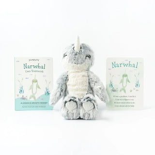 Slumberkins Silver Narwhal Narwhal Lesson Book - Uses Teamwork, Slumberkins, cf-type-toys, cf-vendor-slumberkins, Narwhal, Plush Toy, Silver Narhwal, Slumberkins, Slumberkins Growth Mindset, 