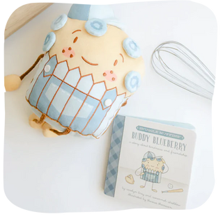 Snuggle Muffins Buddy Blueberry Book & Snuggler Set, Snuggle Muffins, Book & Snuggler Set, Buddy Blueberry, cf-type-stuffed-animal, cf-vendor-snuggle-muffins, Snuggle Muffins, Stuffed Animal,
