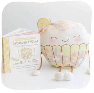 Snuggle Muffins Savannah Banana Book & Snuggler Set, Snuggle Muffins, Book & Snuggler Set, Savannah Banana, Snuggle Muffins, Stuffed Animal, Toys, Stuffed Animal - Basically Bows & Bowties
