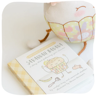 Snuggle Muffins Savannah Banana Book & Snuggler Set, Snuggle Muffins, Book & Snuggler Set, Savannah Banana, Snuggle Muffins, Stuffed Animal, Toys, Stuffed Animal - Basically Bows & Bowties