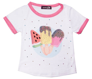 Sparkle by Stoopher Ice Cream Hot Pink Ringer S/S Jersey Tee, Sparkle by Stoopher, Bling Tee, Bling Top, Els PW 5060, Girls Top, Girls Tops, Sparkle by Stoopher, Sparkle by Stoopher Ice Cream